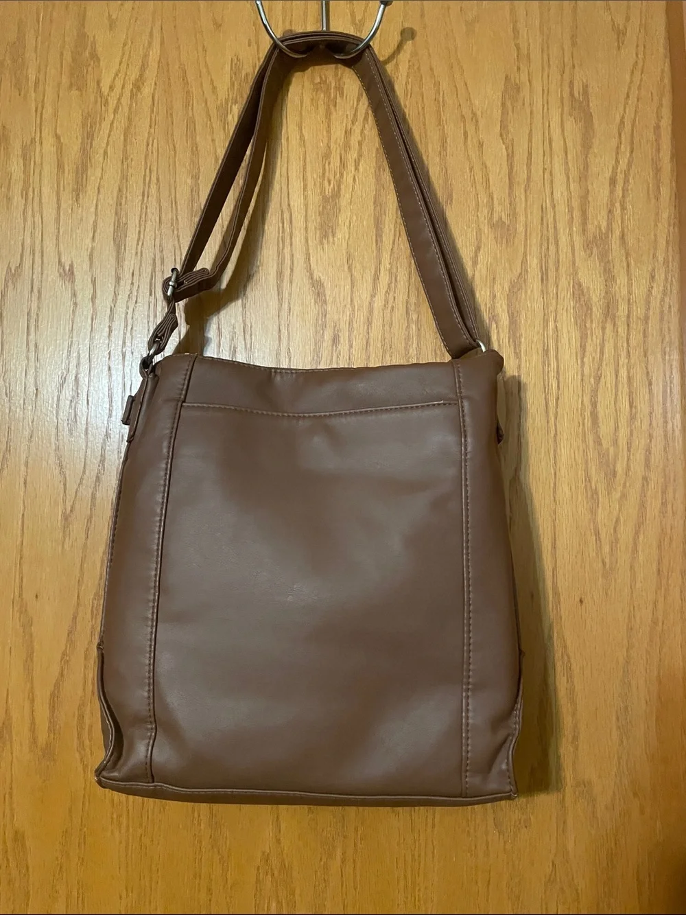 Bueno Brown Messenger Bag with Multiple Zippers